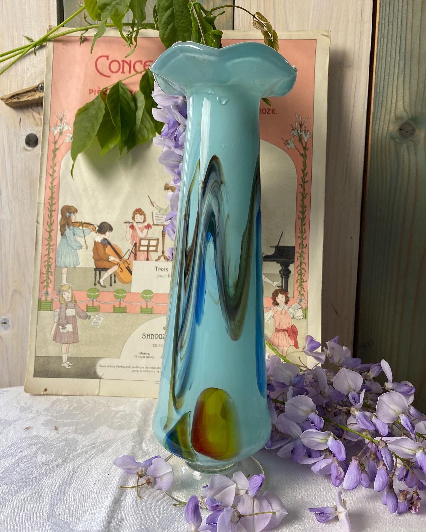 Blue opaline vase