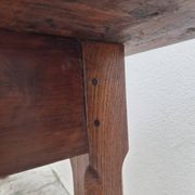 Table de Ferme bourguignonne à entretoise en noyer massif 19éme deux tiroirs-1m82