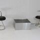 Steel coffee table and smoked glass, France, circa 1970