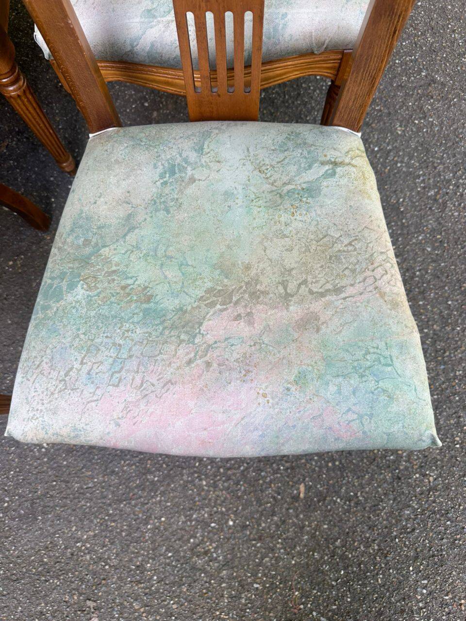 4 Louis XVI dining chairs in solid wood and fabric from the 1970s.