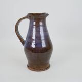Beautiful blue-brown ceramic pitcher signed under the base