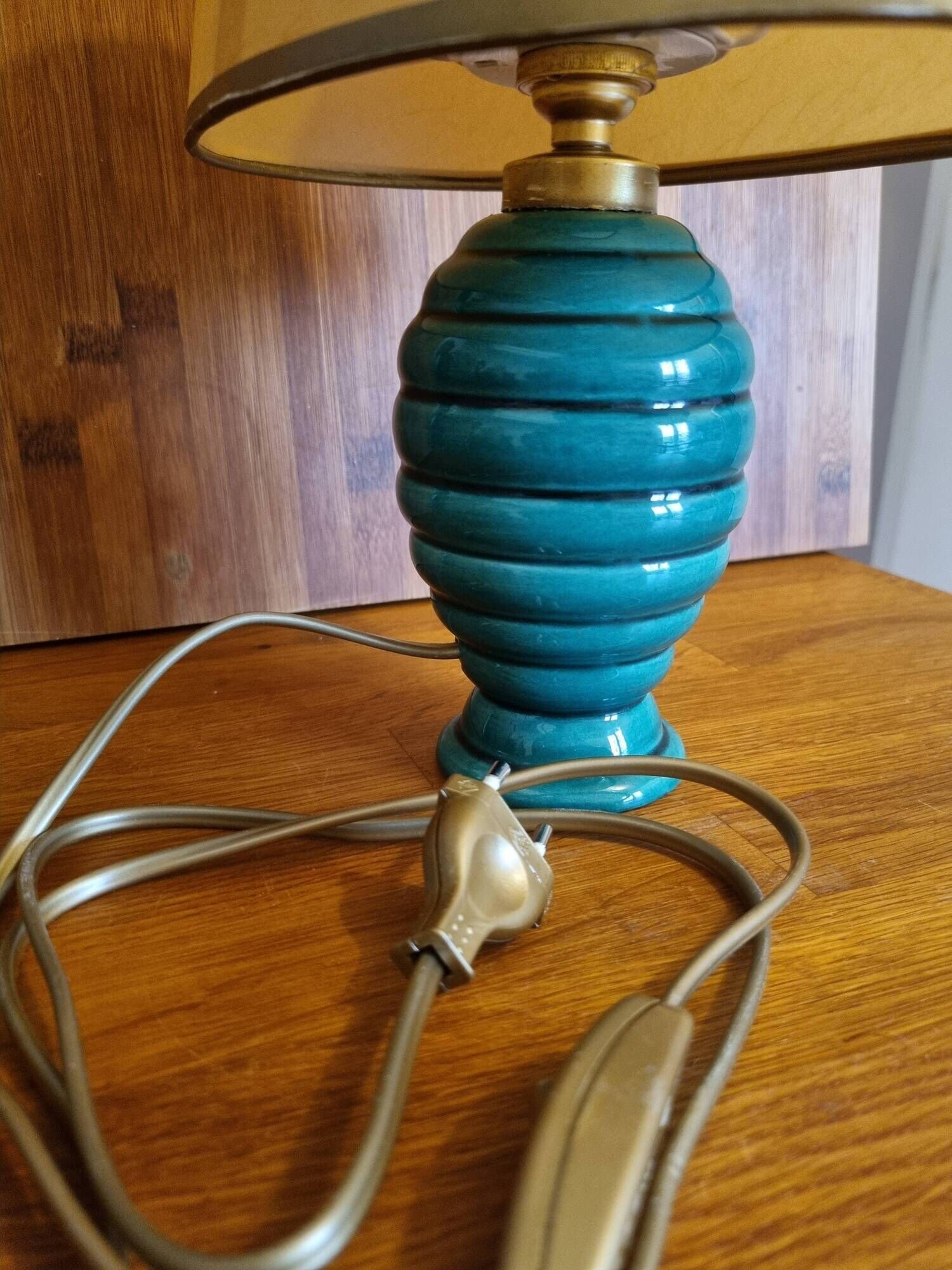Vintage 50s bedside lamp in green ceramic