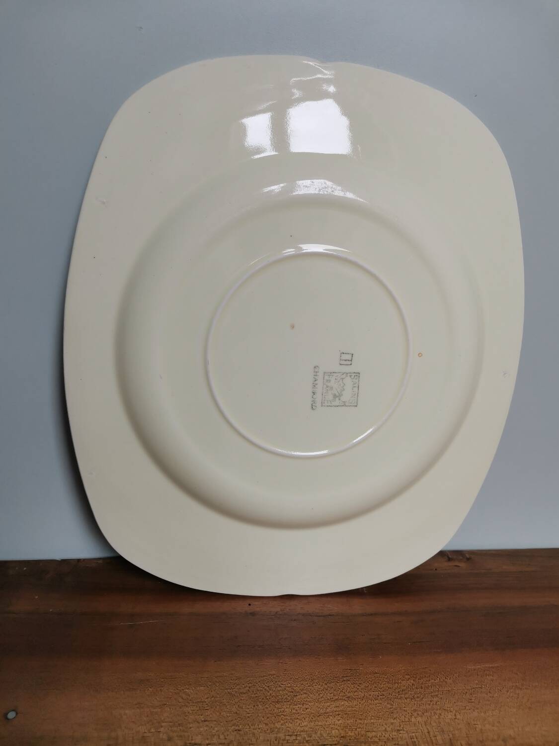 Plat assiette rectangle vintage salin France écailles Chambord motif géométrique