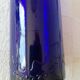 Vintage cobalt blue bottle 80's floral decoration garlands in relief