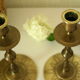 Pair of vintage engraved brass candle holders