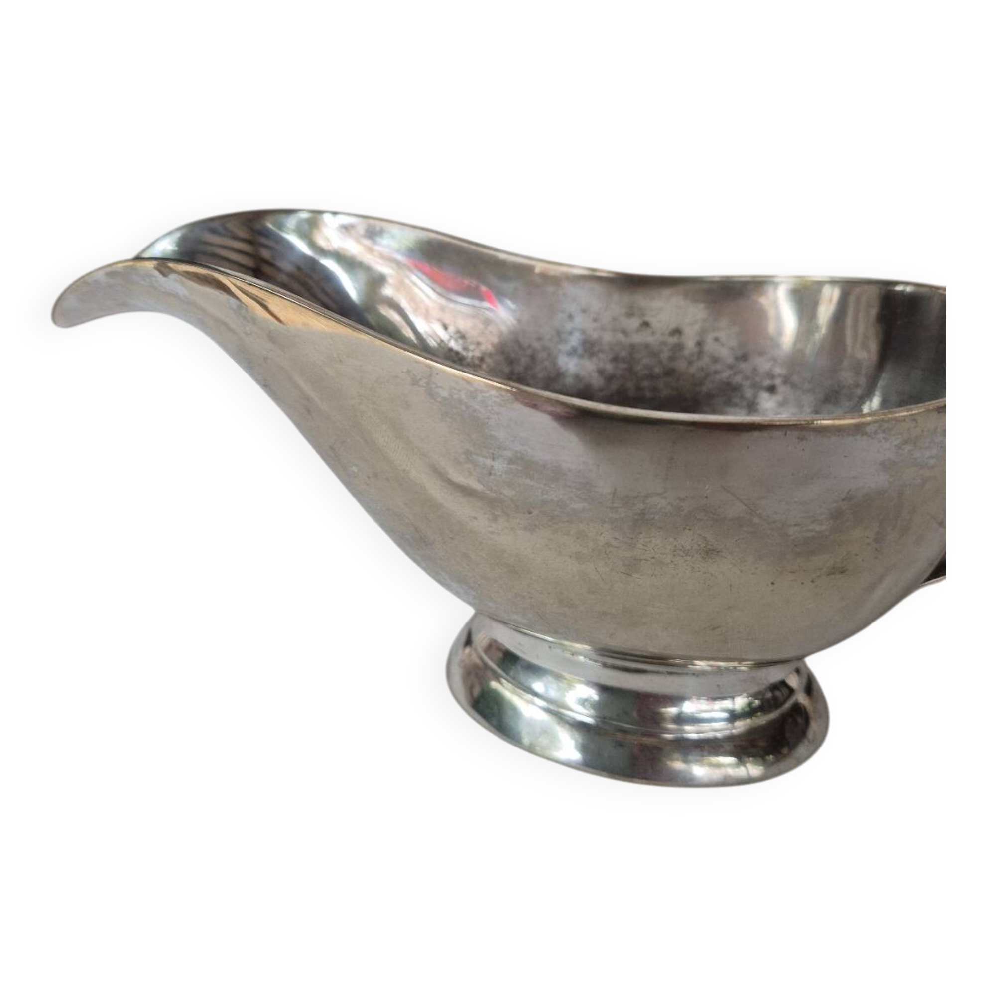 Silver-plated metal gravy boat