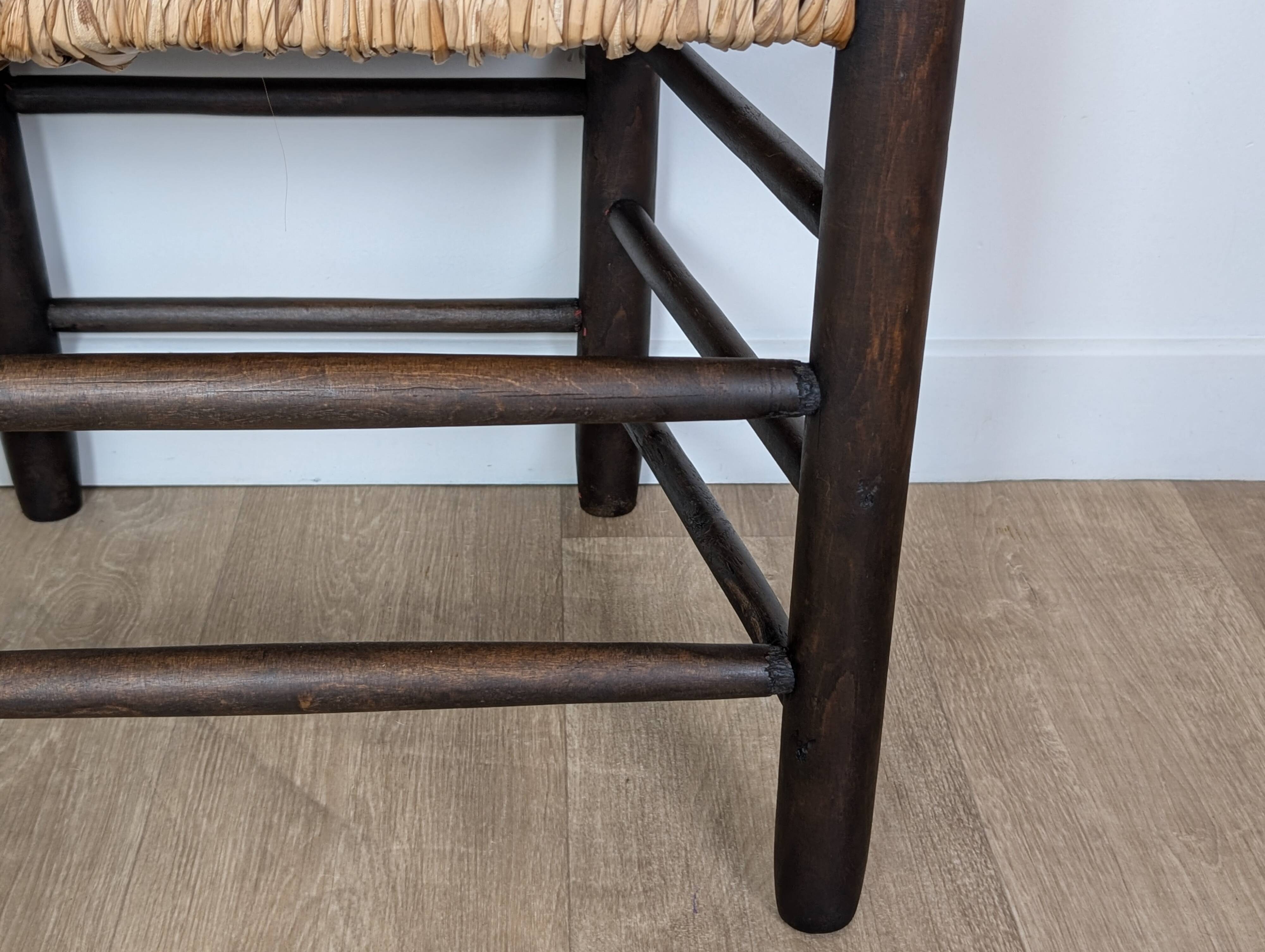 Wooden straw armchair