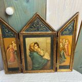 Vintage wooden religious triptych