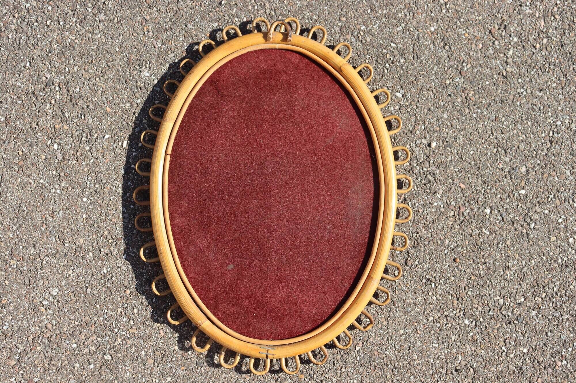 Italian design rattan mirror by Franco Albini