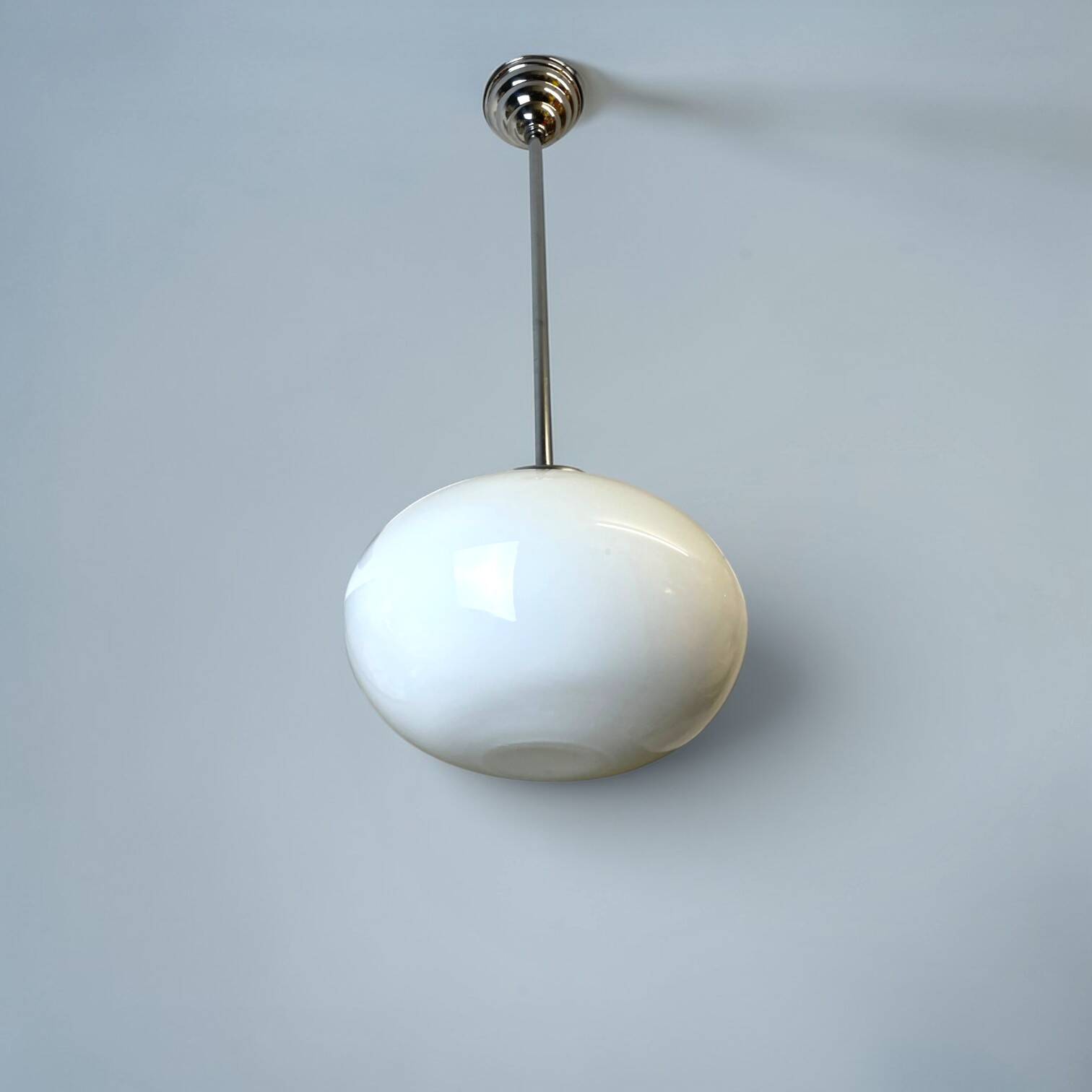 Art Deco oval white glass hanging lamp
