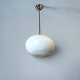 Art Deco oval white glass hanging lamp