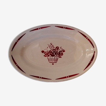 Red roses demi-porcelaine Badonviller plate