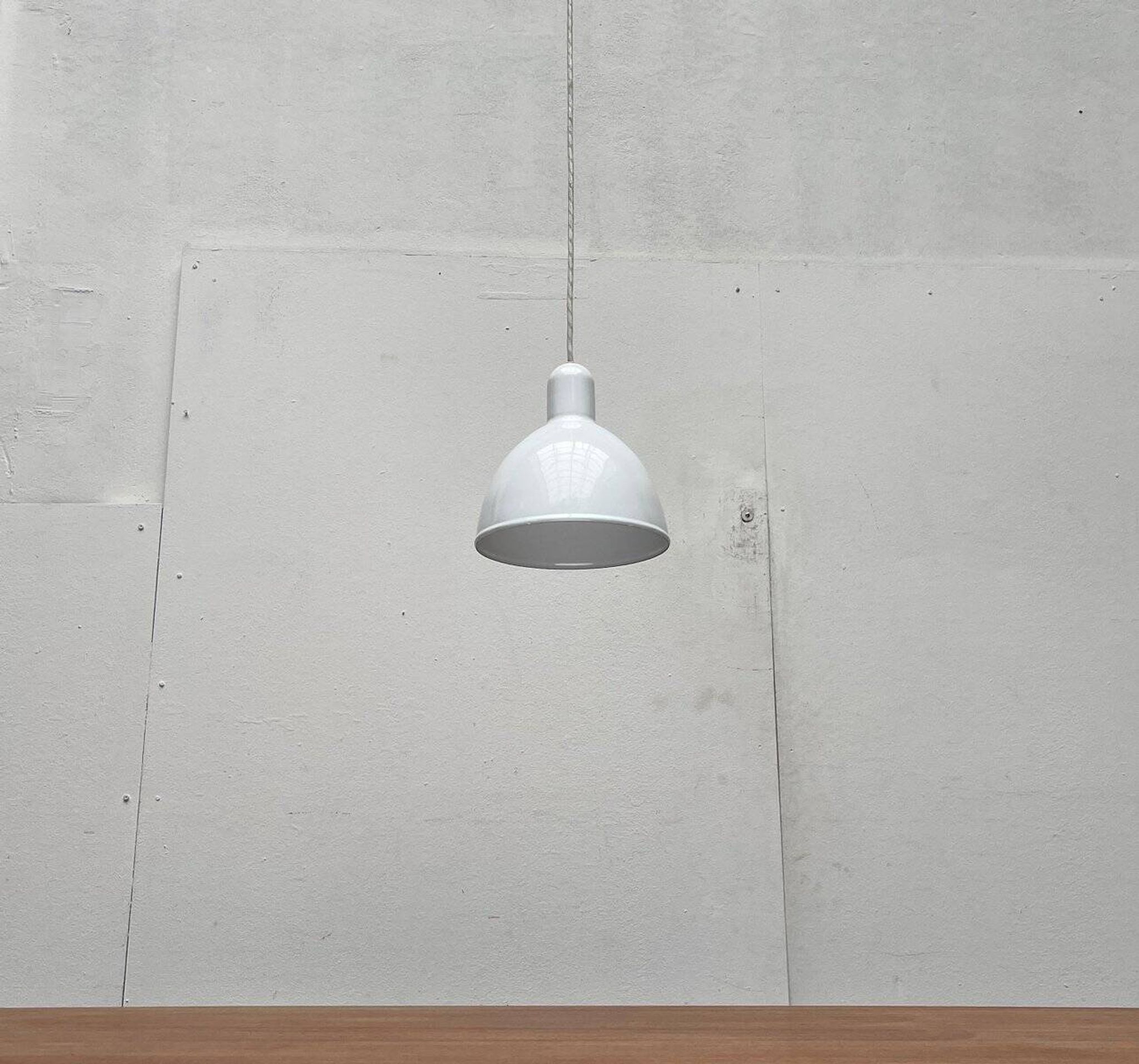 Vintage Danish enamelled pendant lamp model ES by Edgar Schlaefle for Louis Poulsen, 1980s.