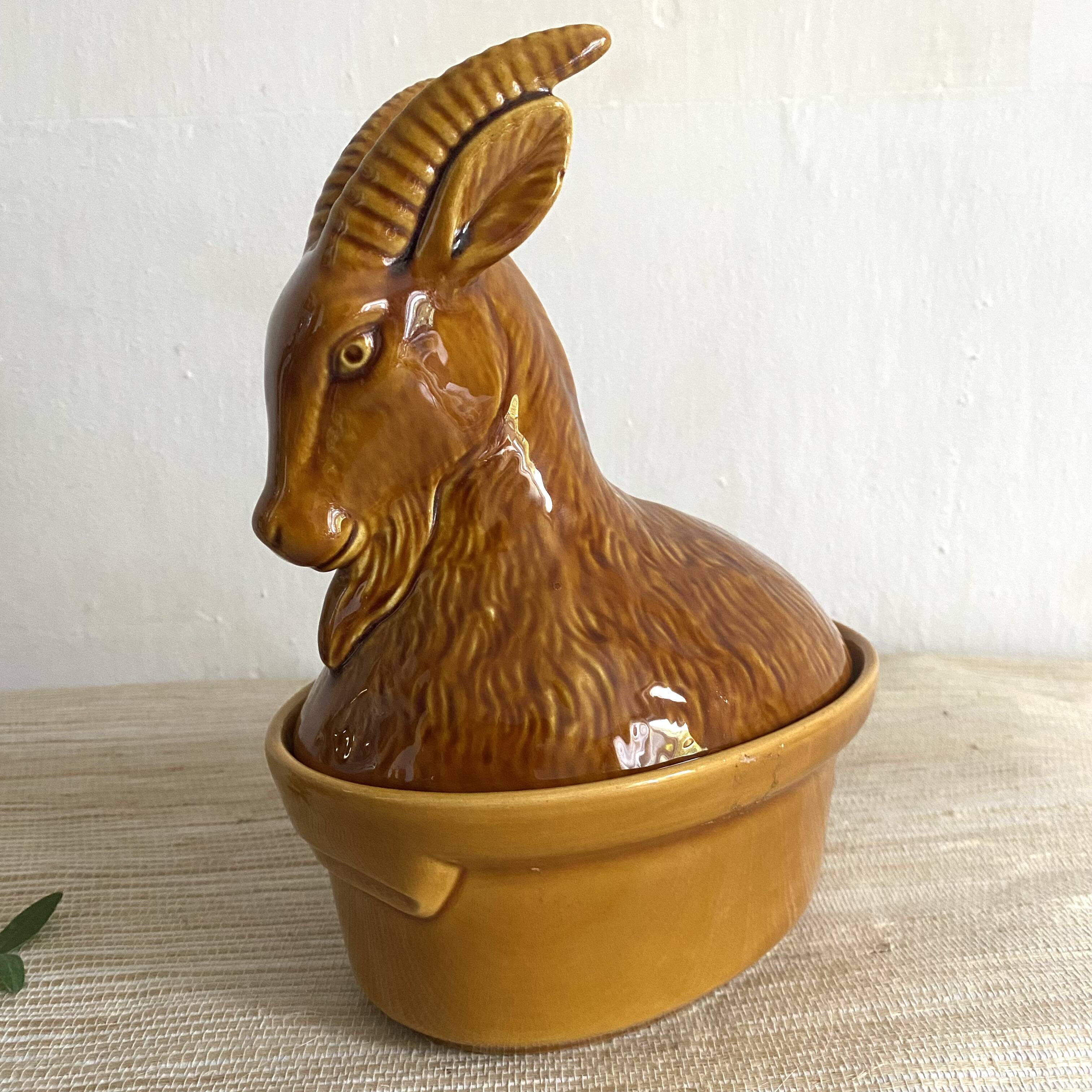 Ceramic goat, vintage zoomorphic terrine