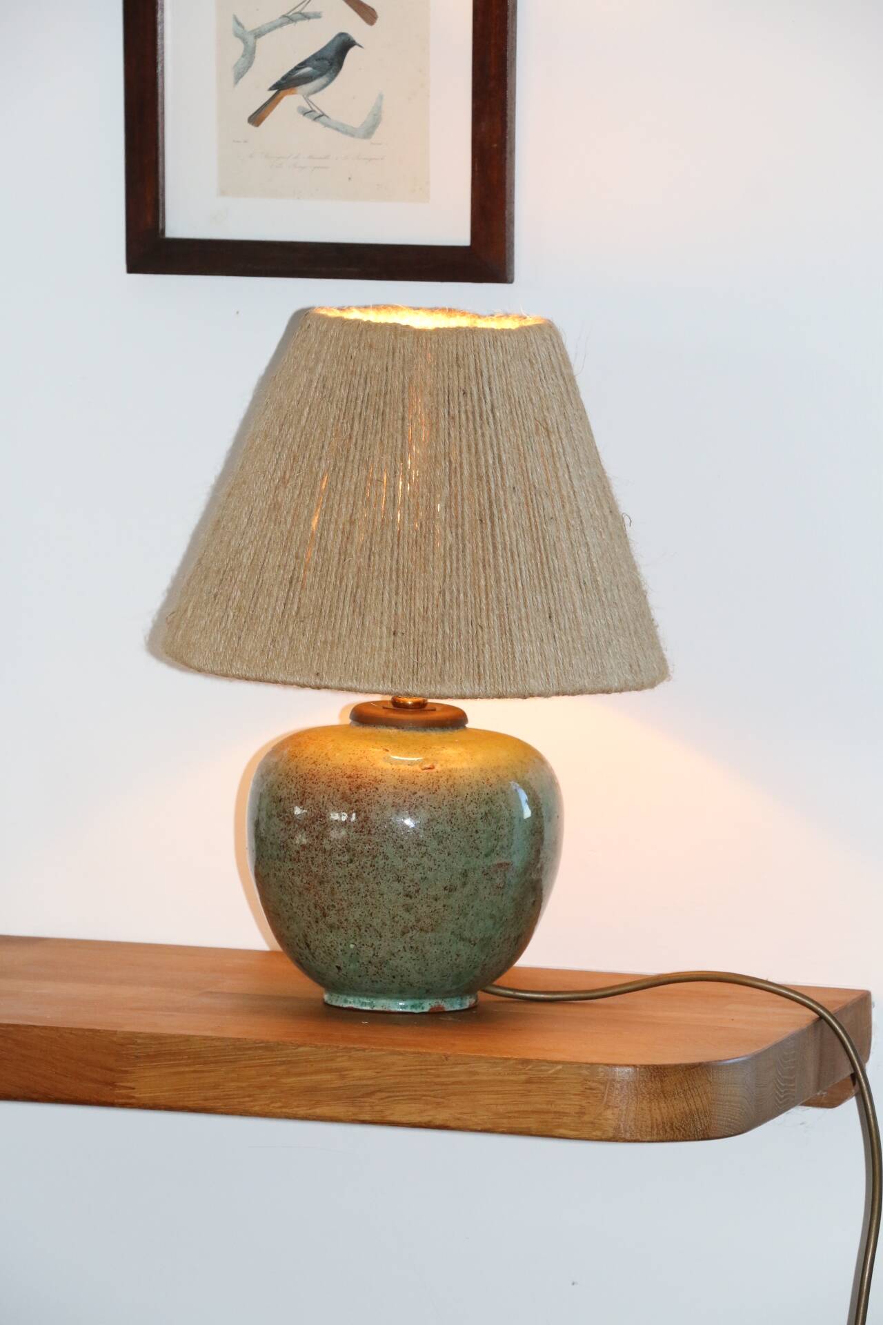Green ceramic lamp (without lampshade)