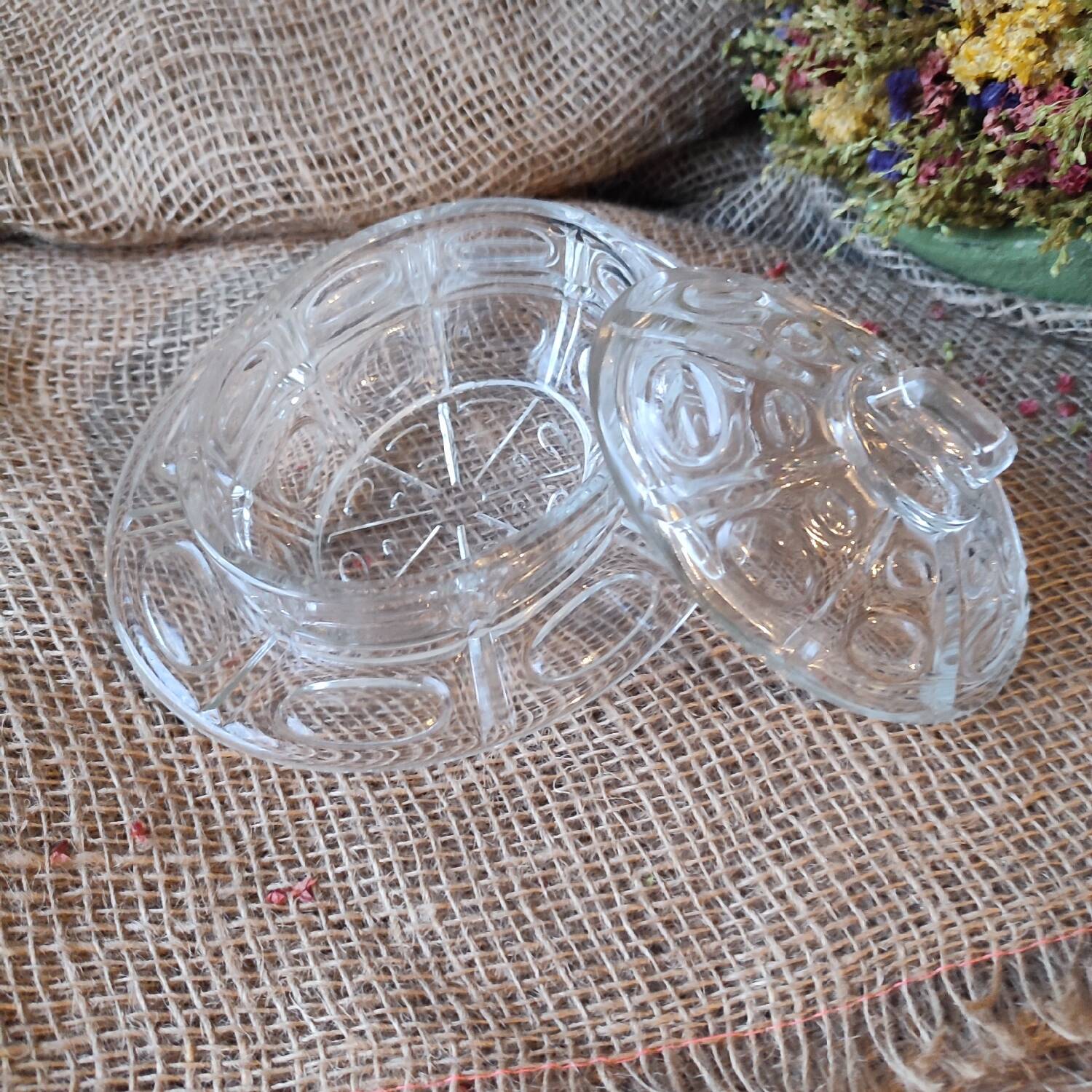 Vintage transparent bell-shaped butter dish