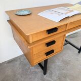 Modernist 50s oak metal desk