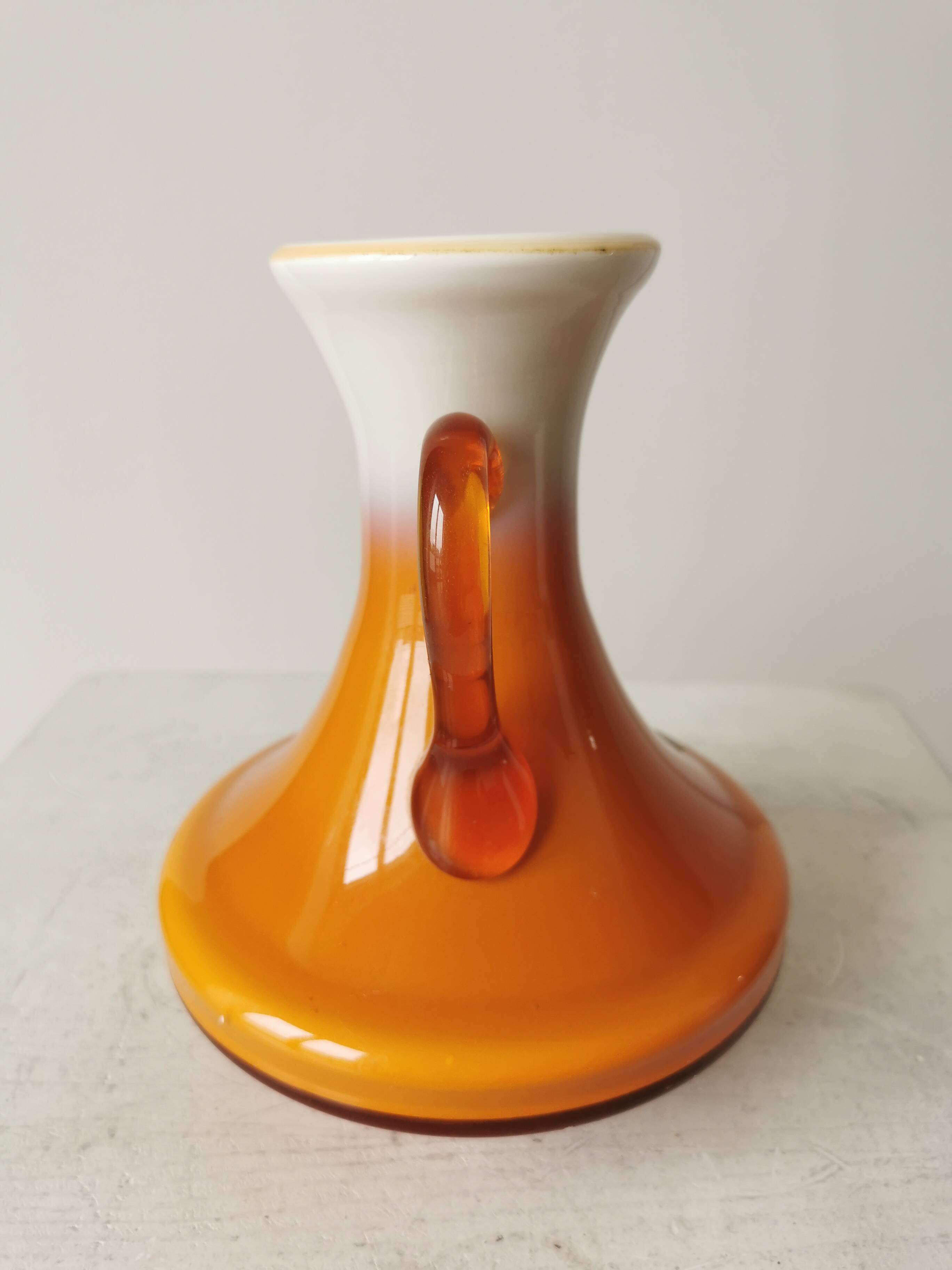 Vintage Murano Cased Glass Vase: Retro Orange Ceramic, 70s Yugoslavia