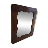 Czechoslovakian wall mirror with a wavy wooden frame, mid-century, 1940s