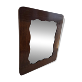 Czechoslovakian wall mirror with a wavy wooden frame, mid-century, 1940s
