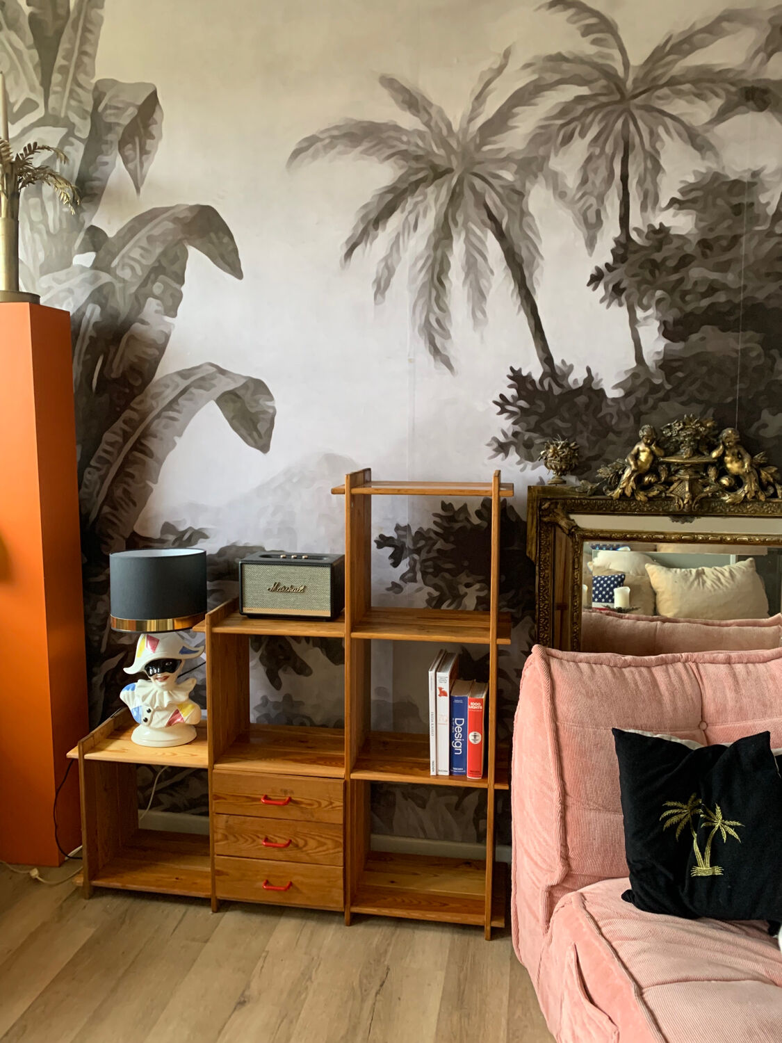 Pine staircase shelf 80s