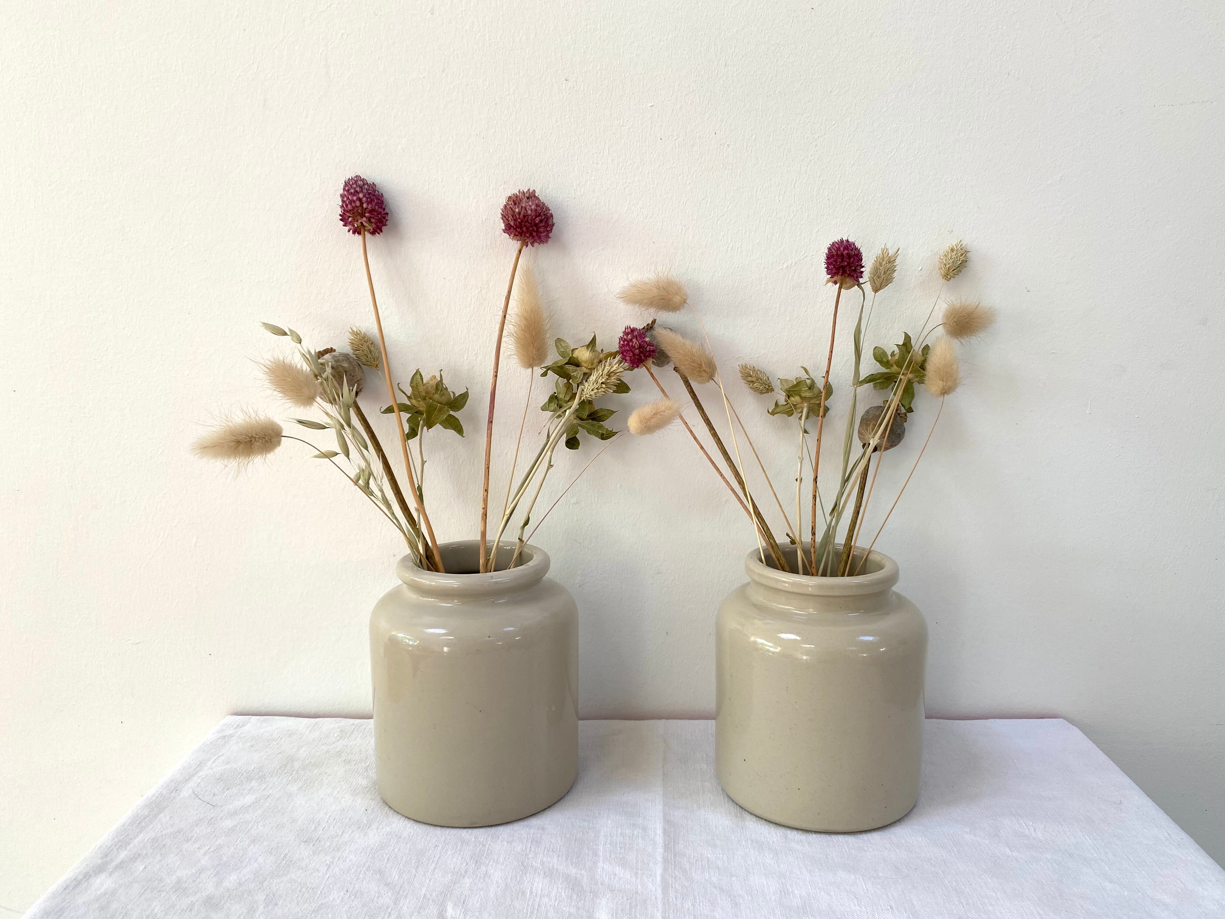 Set of 2 old stoneware mustard pots