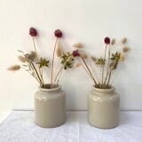 Set of 2 old stoneware mustard pots
