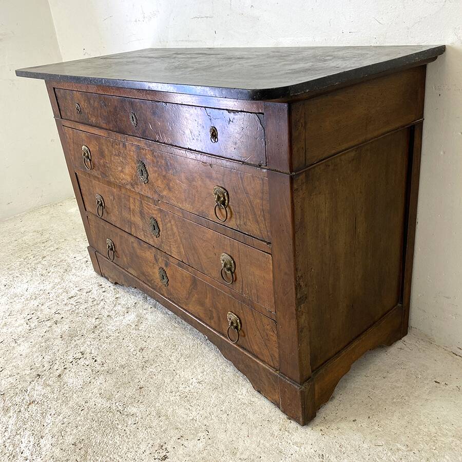 19th century chest of drawers with black marble top