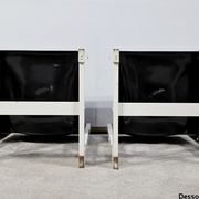 Pair of Lacquered Wooden chairs, signed P.Gautier -1960