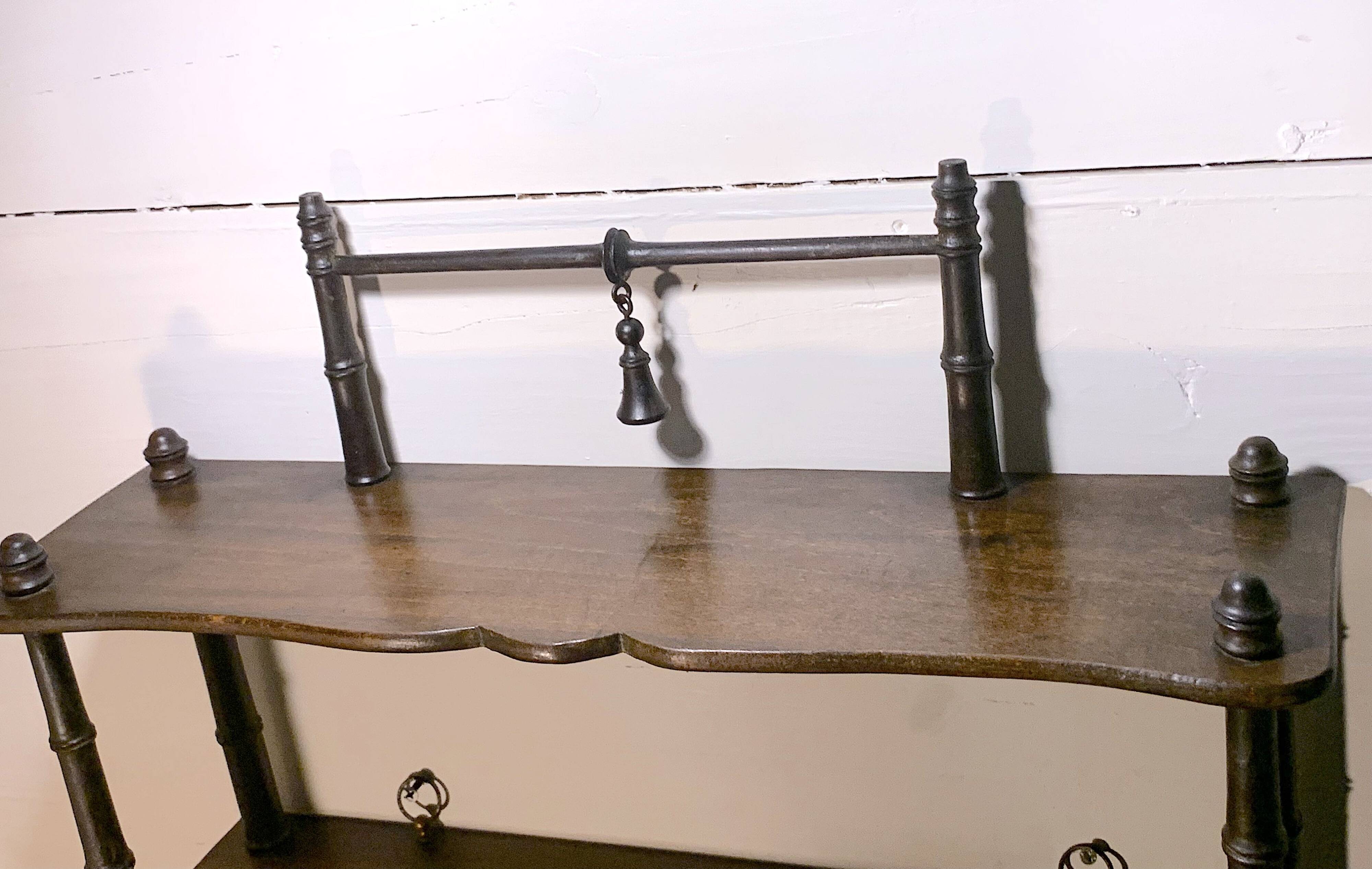 Mini fake bamboo shelf from the beginning of the 20th century in walnut, France