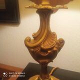 Bronze lamp 1960s Louis XV style / Rocaille with lampshade - H 60 cm