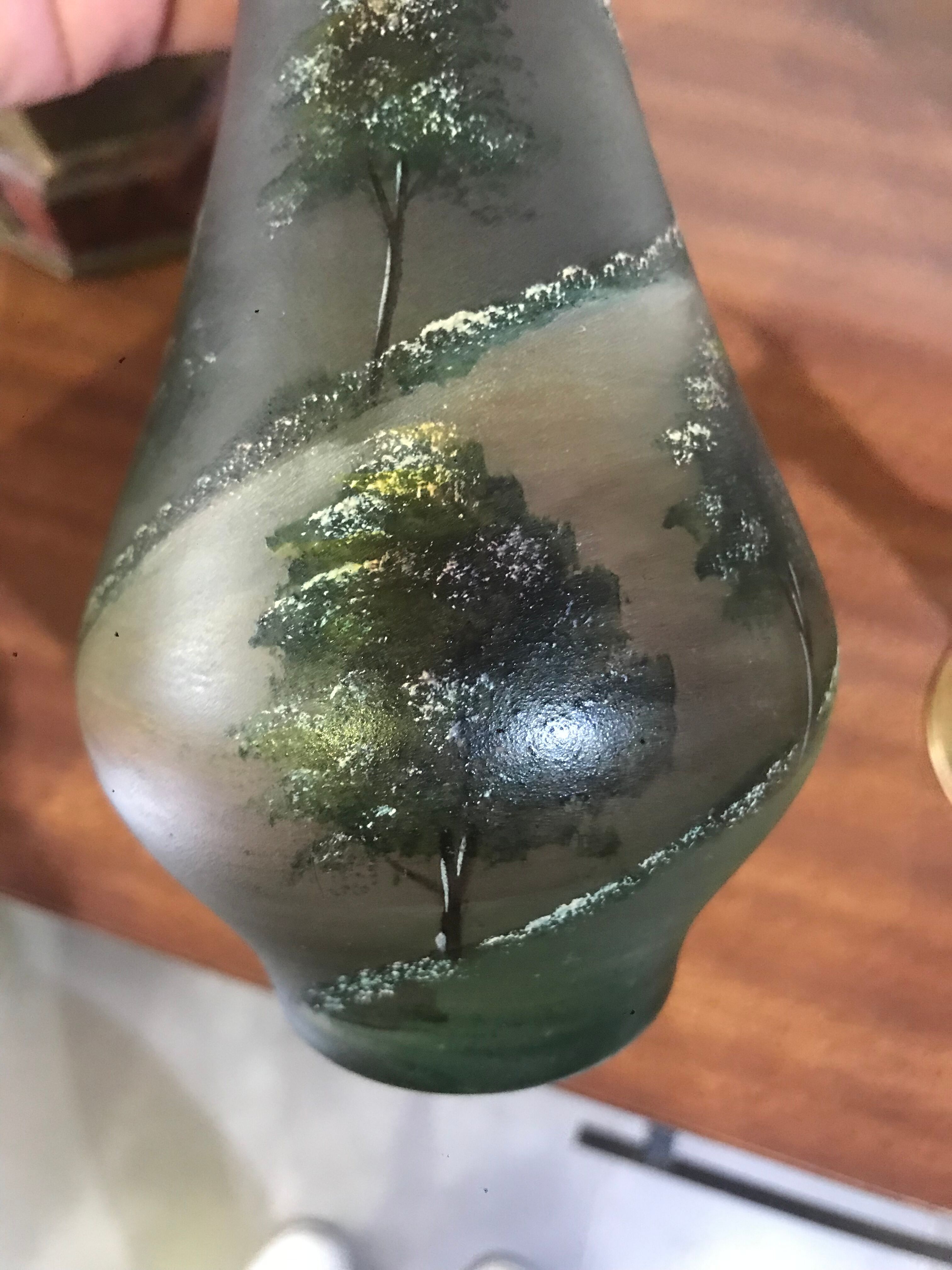 Signed glass paste vase