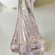 Grand Vase Design floral. En verre d Art soufflé Murano. Tons roses, 30,5cm