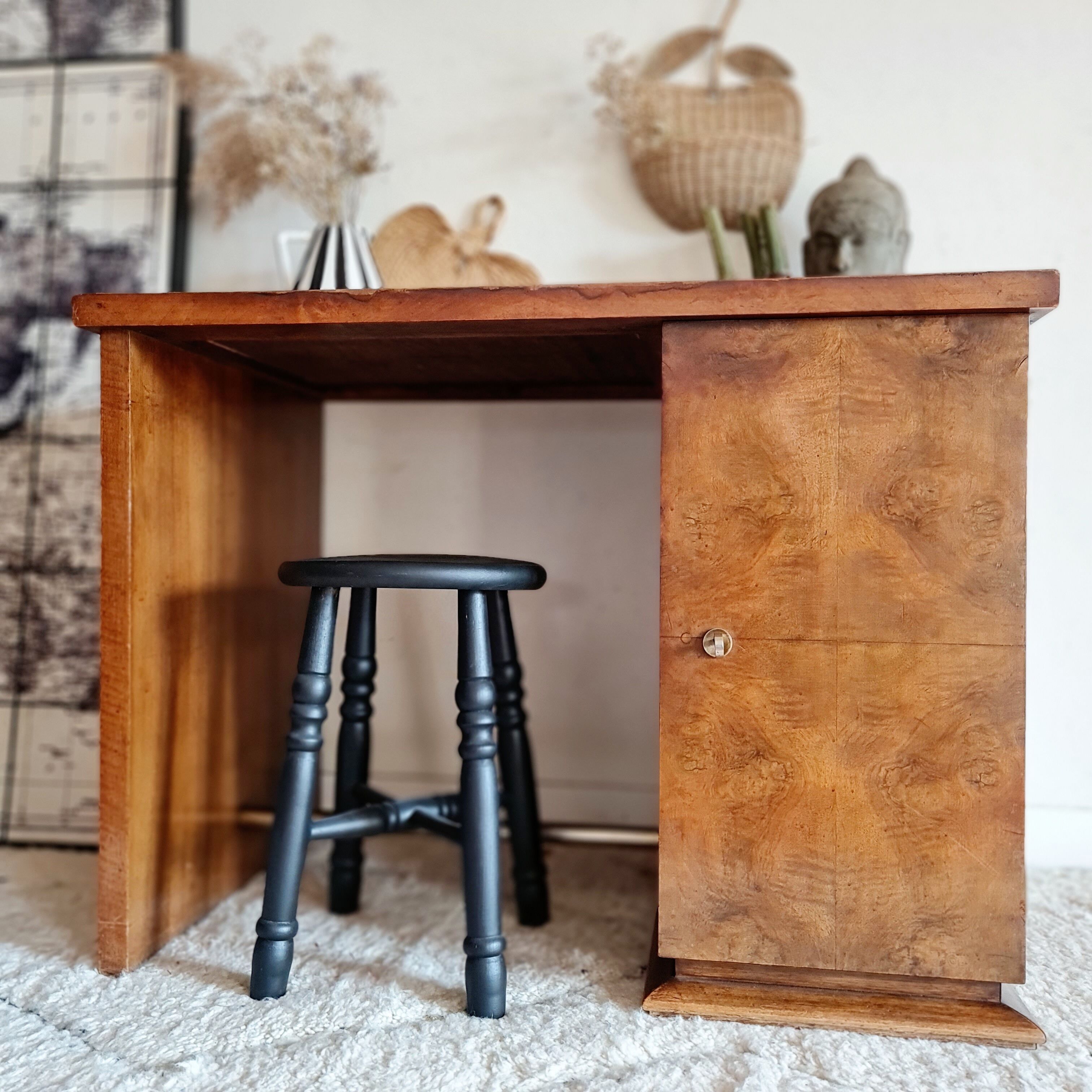 Art Deco desk mahogany plating blond