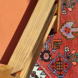 Armchair in solid oak velvet terracota