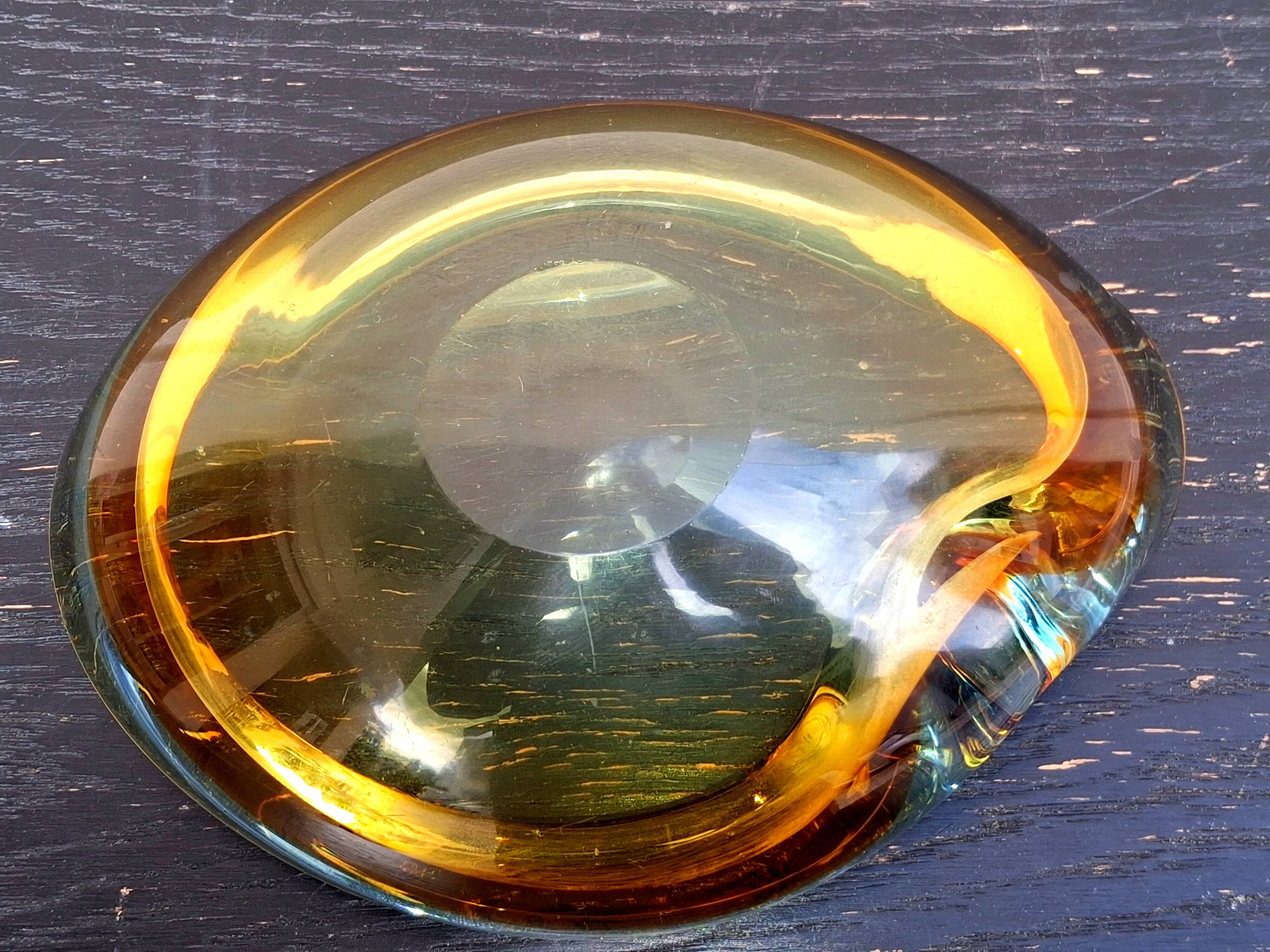 Cendrier en verre de Murano Somerso, déco vintage
