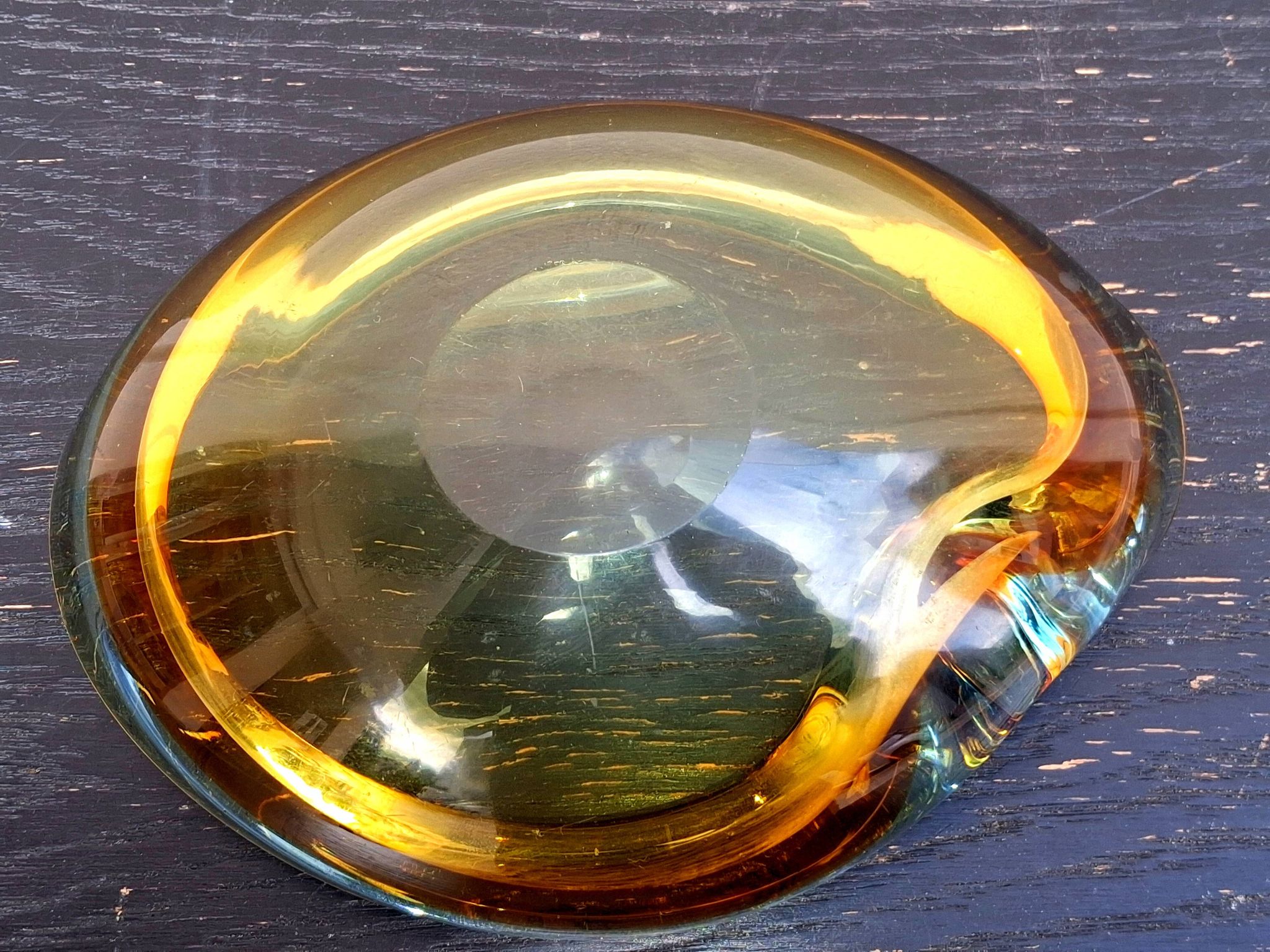Murano Somerso glass ashtray, vintage decor