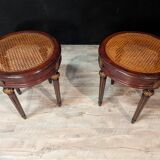 Pair of Louis XVI style stools with caned seats.