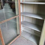 Magnificent pair of green painted fir bookcase display cabinet early 20th century
