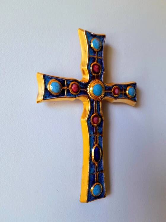 Enamelled Ceramic Cross François Lembo