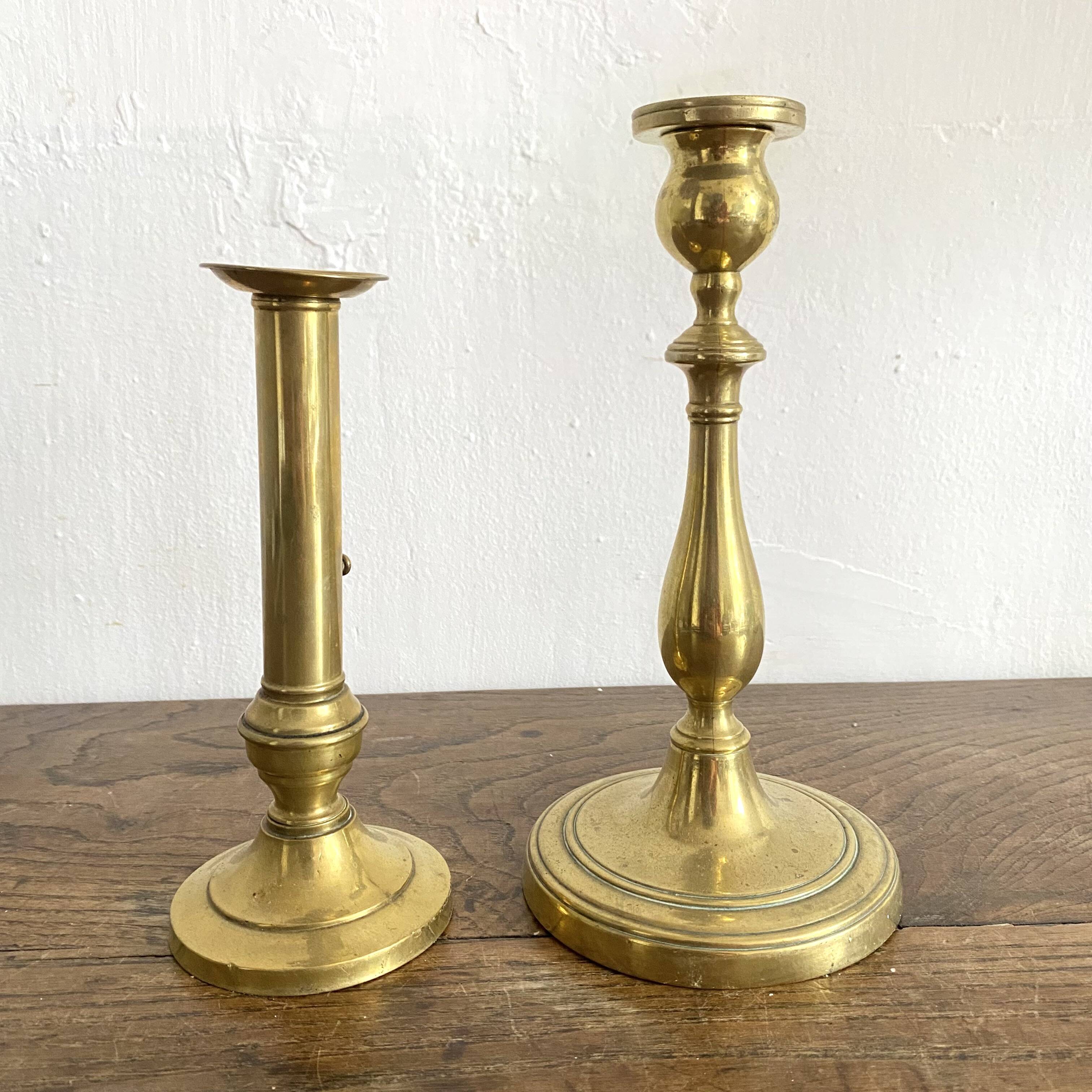 Golden brass candle holders