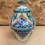 Ancienne Jarre A Beurre Jobbana Maroc Faïence Polychrome XIXÈME Vintage #B082