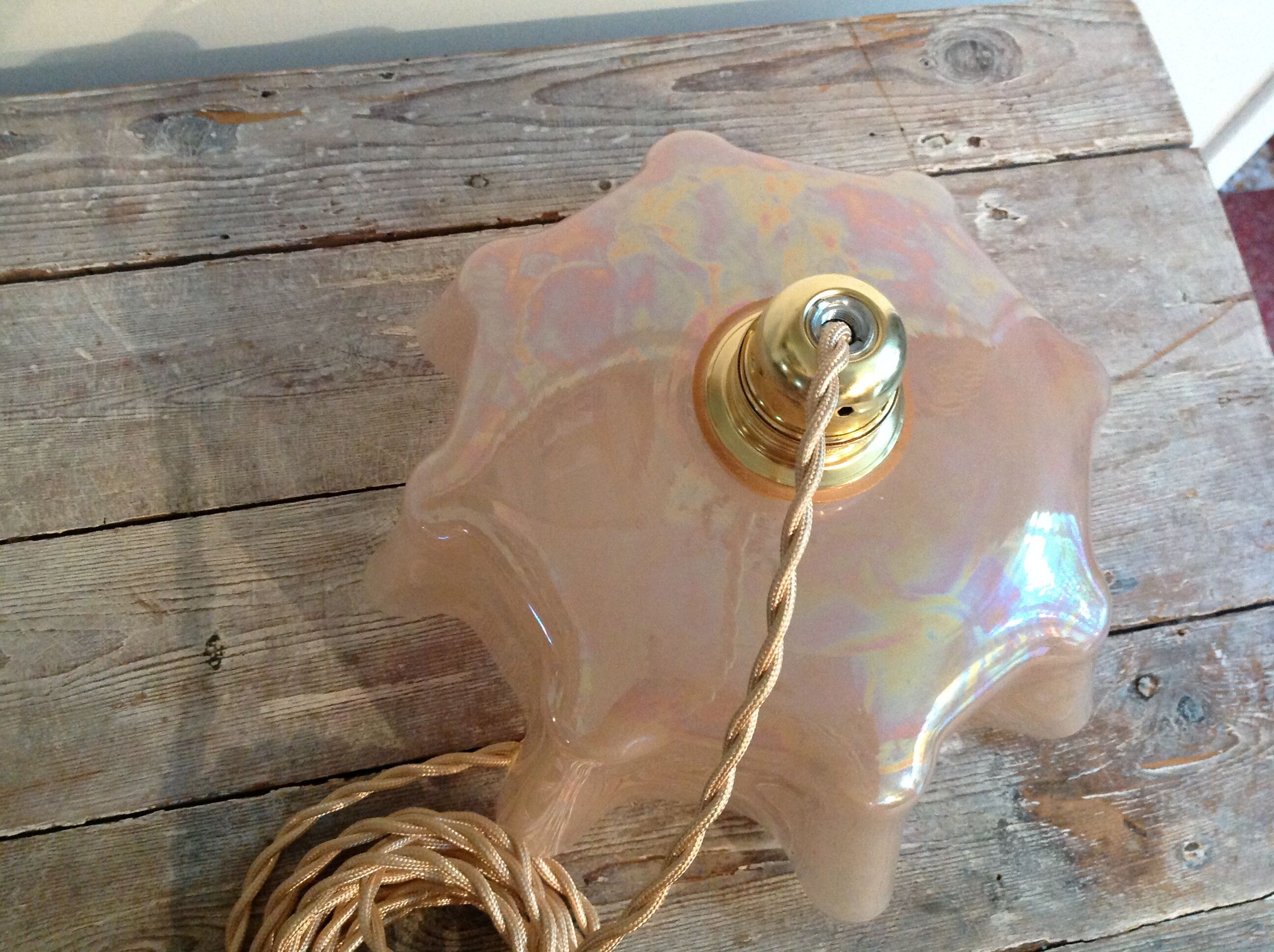Pink opaline hanging lamp