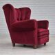 1960s, Danish relax armchair, original condition, red furniture velour.