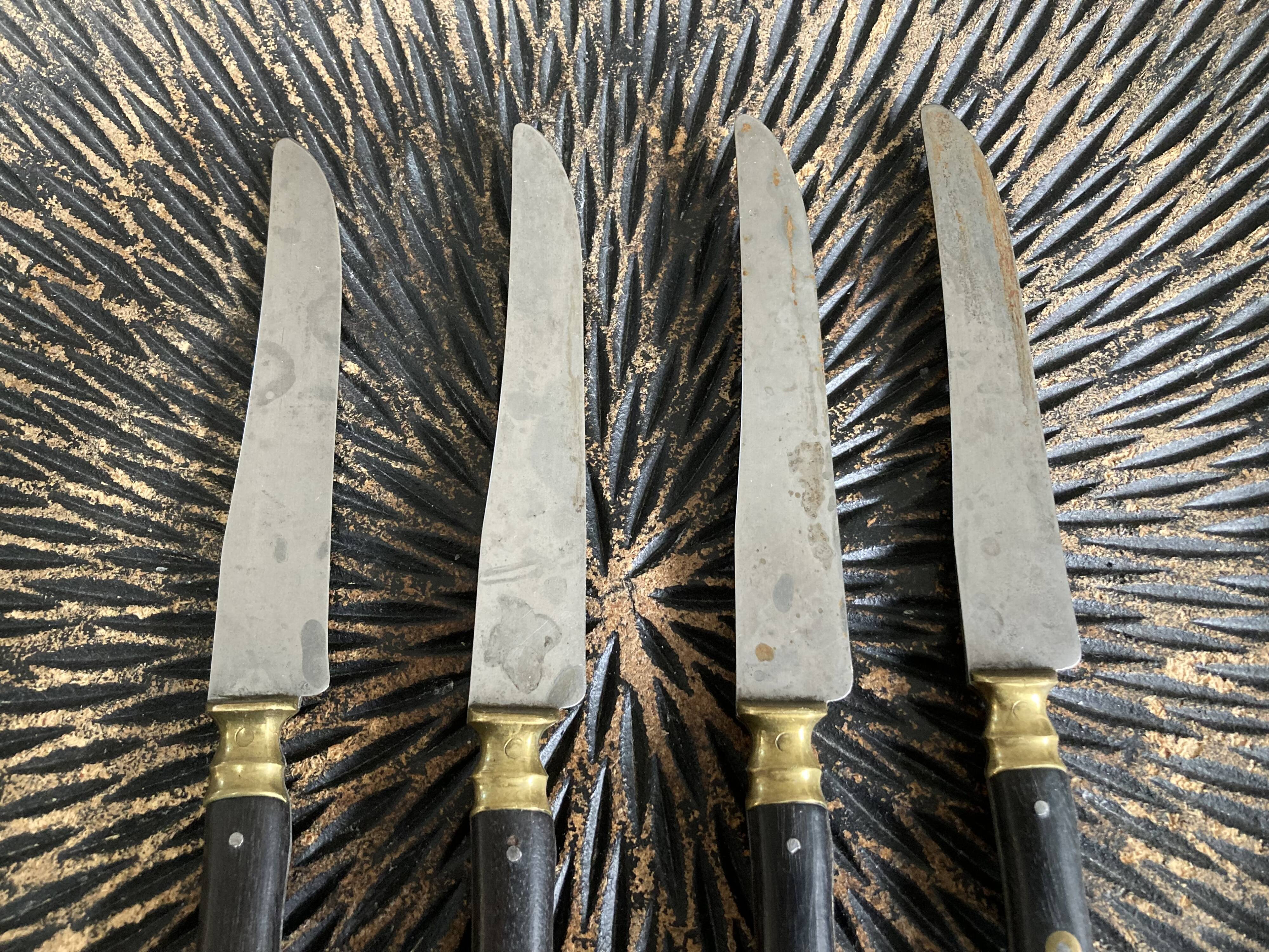 4 antique table knives - Pouzet Bigay - Thiers late nineteenth