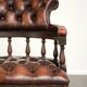 English cowhide Chesterfield swivel and tilt button seat office chair