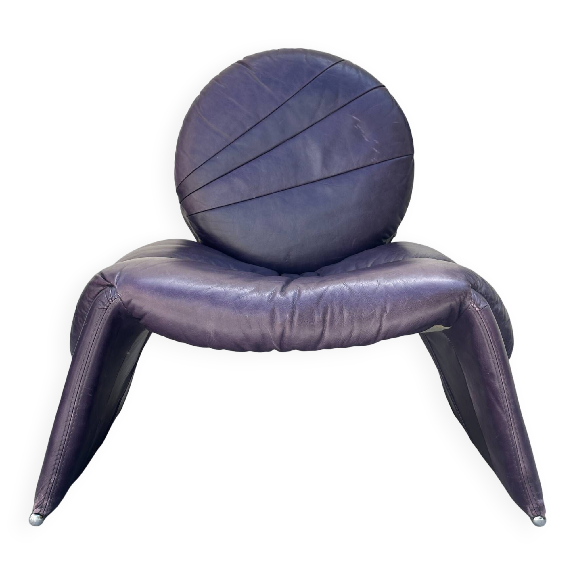 Italian Leather Calipso Armchair by Vittorio Introini for Saporiti, 1970s