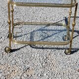 Rolling service of the 50s and 60s in gilded brass double glass trays