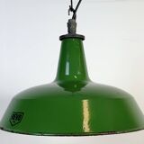 Industrial Green Enamel Factory Pendant Lamp from Revo, 1950s