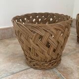 Vintage woven wicker plant pot cover